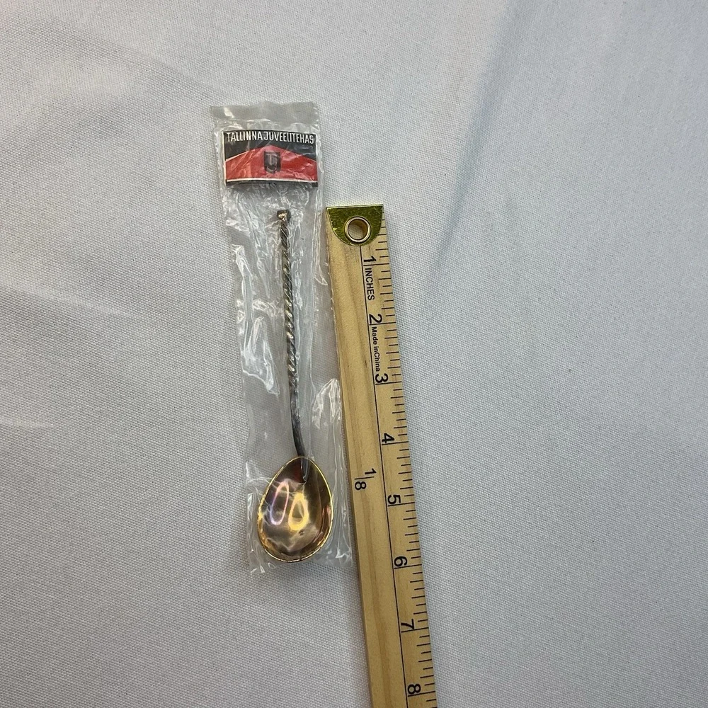 Tallinn Jewelry Factory‎ Spoon Gilded Gold Melchior Vintage Twisted Handle USSR